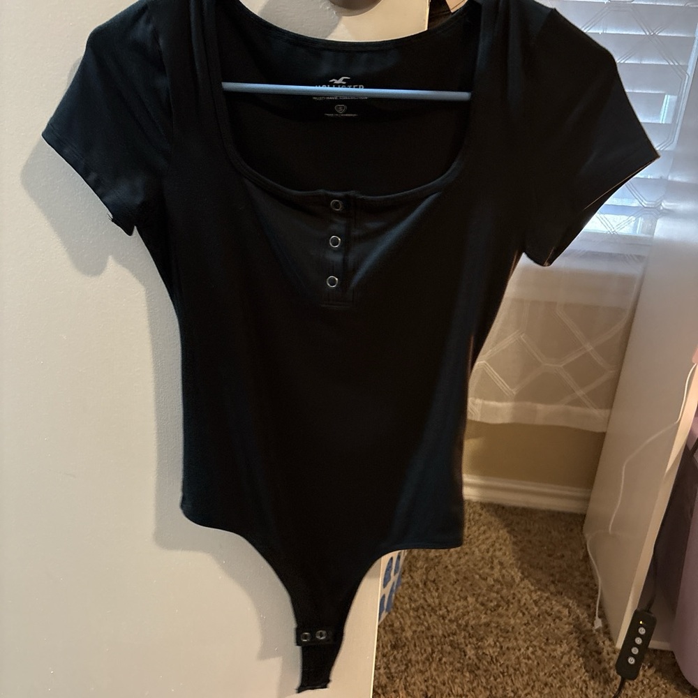 Black Buttoned Women's hollister bodysuit